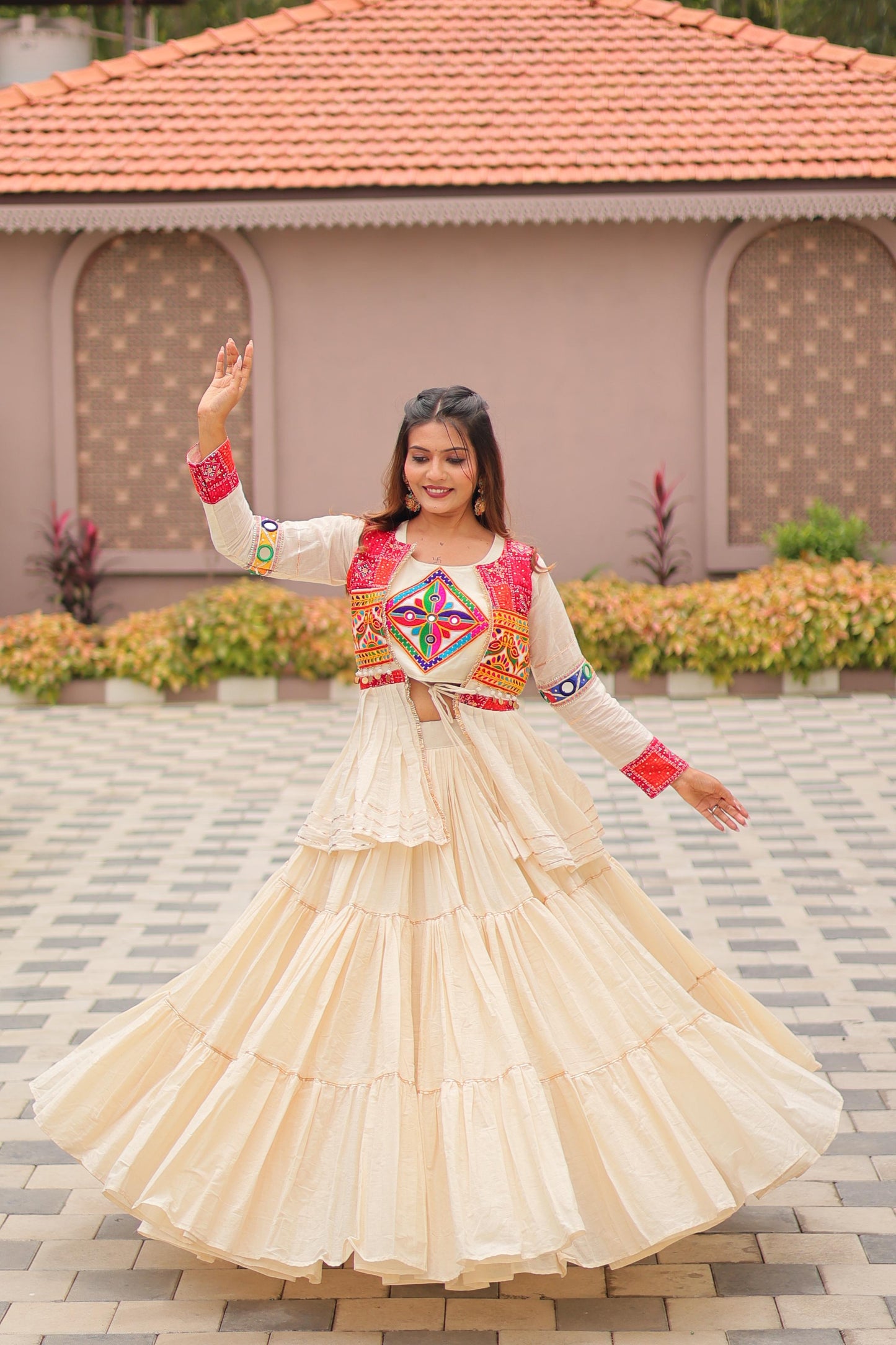 Cotton Gamthi Lehenga Choli With Upper Coat