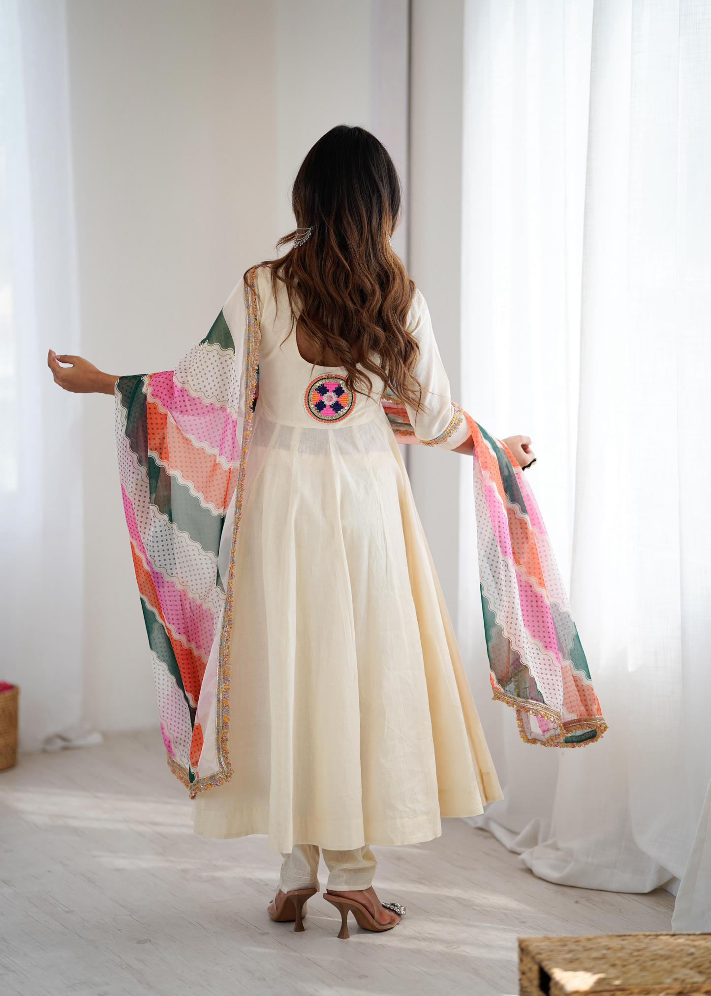 Khadi Cotton Sequence Embroidered Festive Anarkali Suit