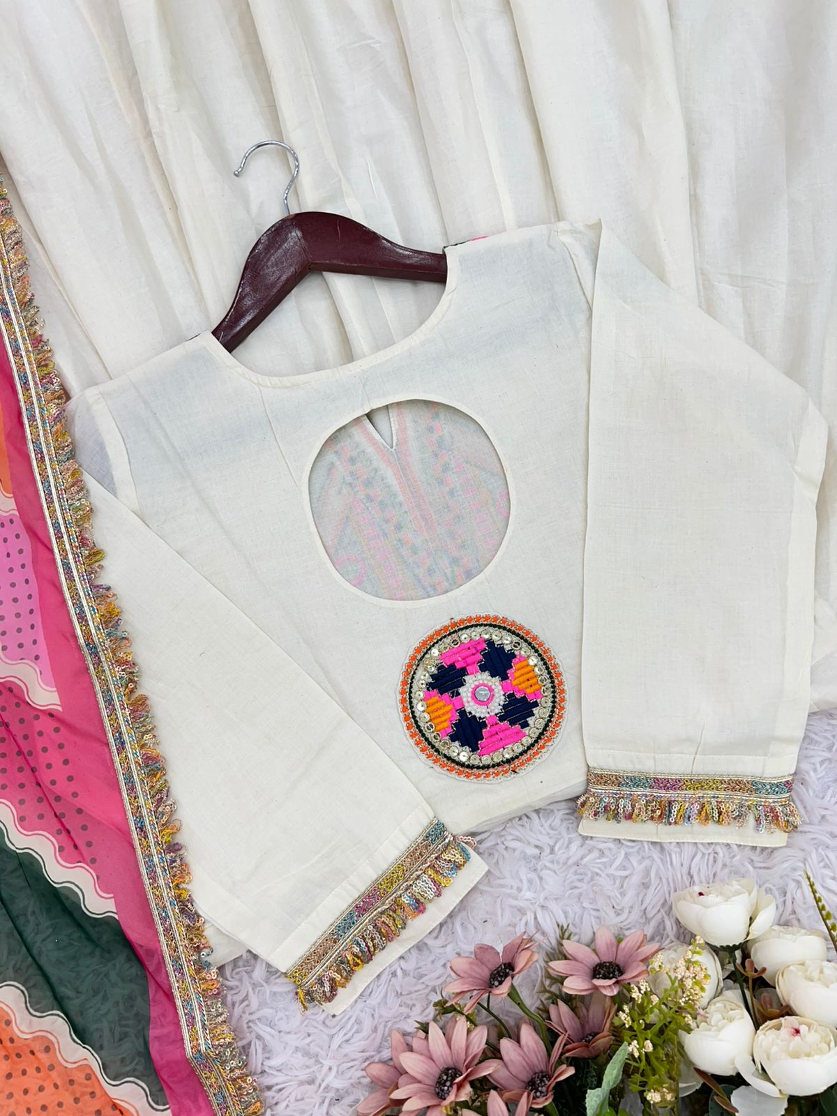 Khadi Cotton Sequence Embroidered Festive Anarkali Suit