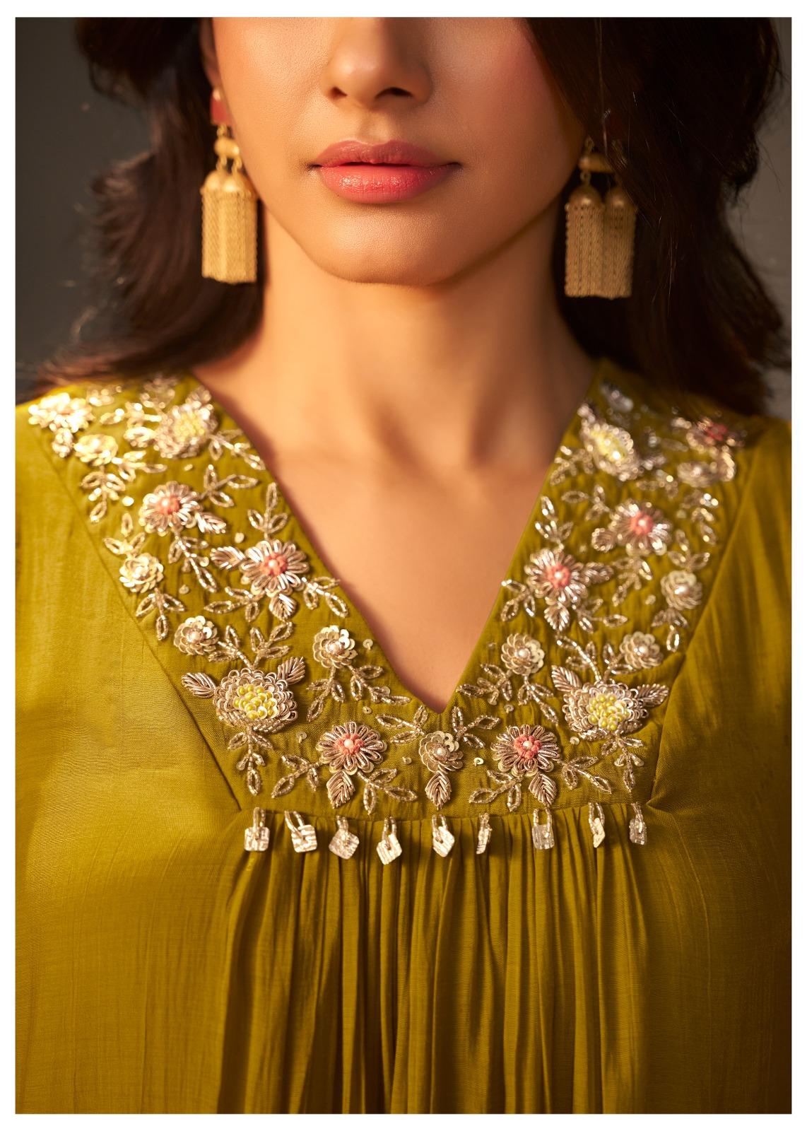 Mustard Chanderi Festive Suit Set