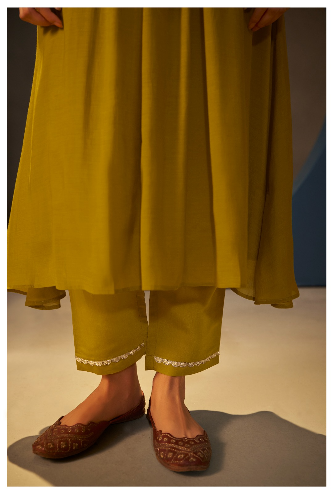 Mustard Chanderi Festive Suit Set