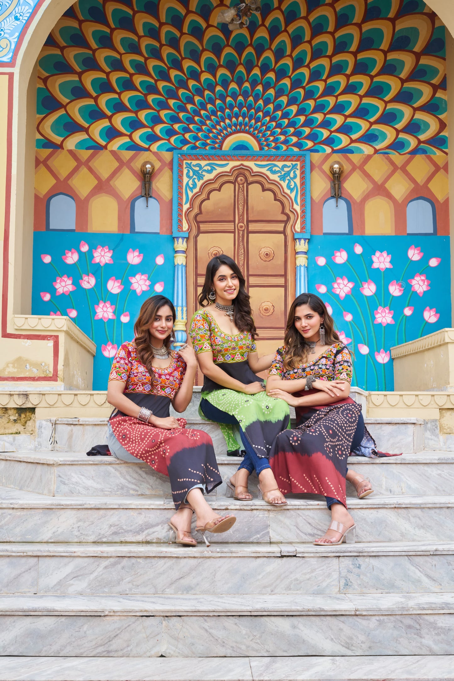 Black Colorful Banadhani Kutchi Work Kurti - Navtatri Special