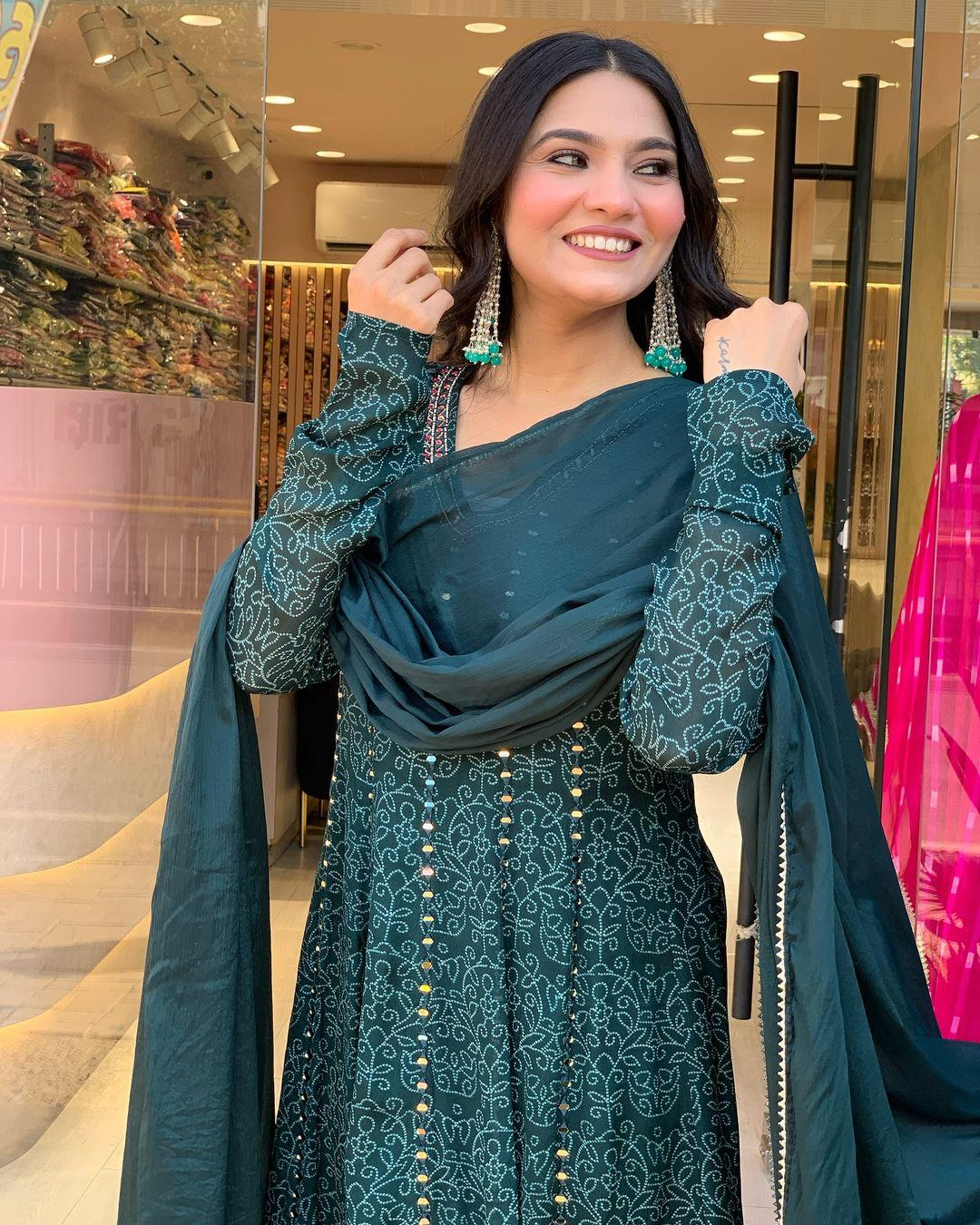 Peacock Blue Maslin Printed Embroidered Festive Suit Set
