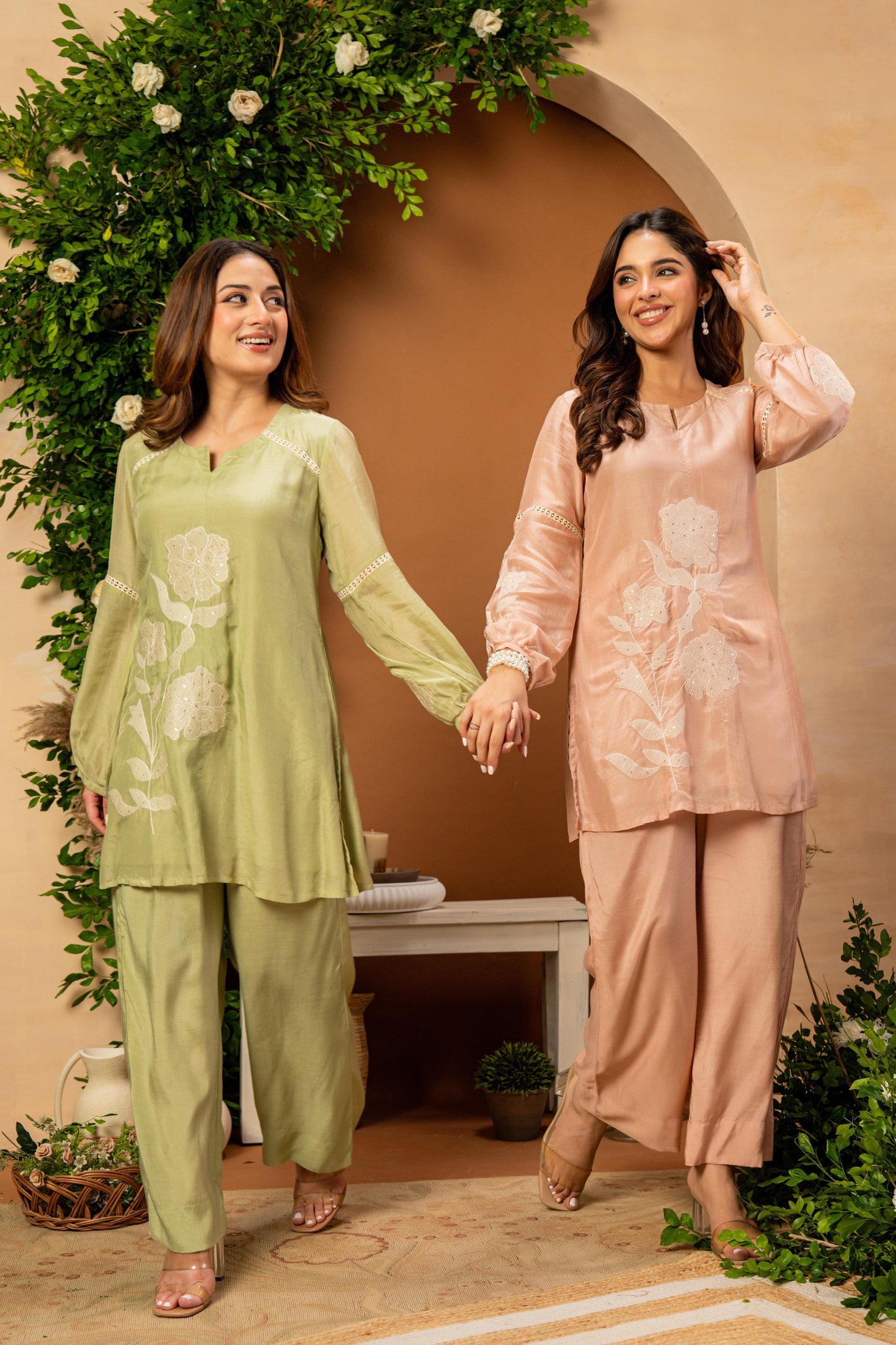 Sage Mulberry Silk Embroideried Co-Ord Set