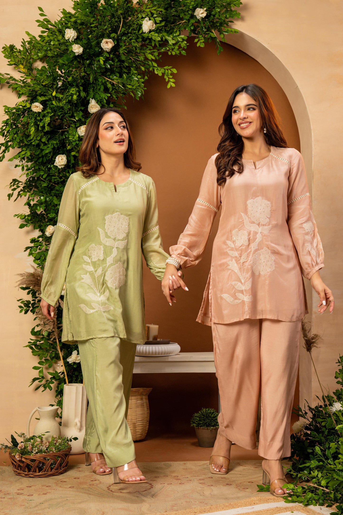 Sage Mulberry Silk Embroideried Co-Ord Set