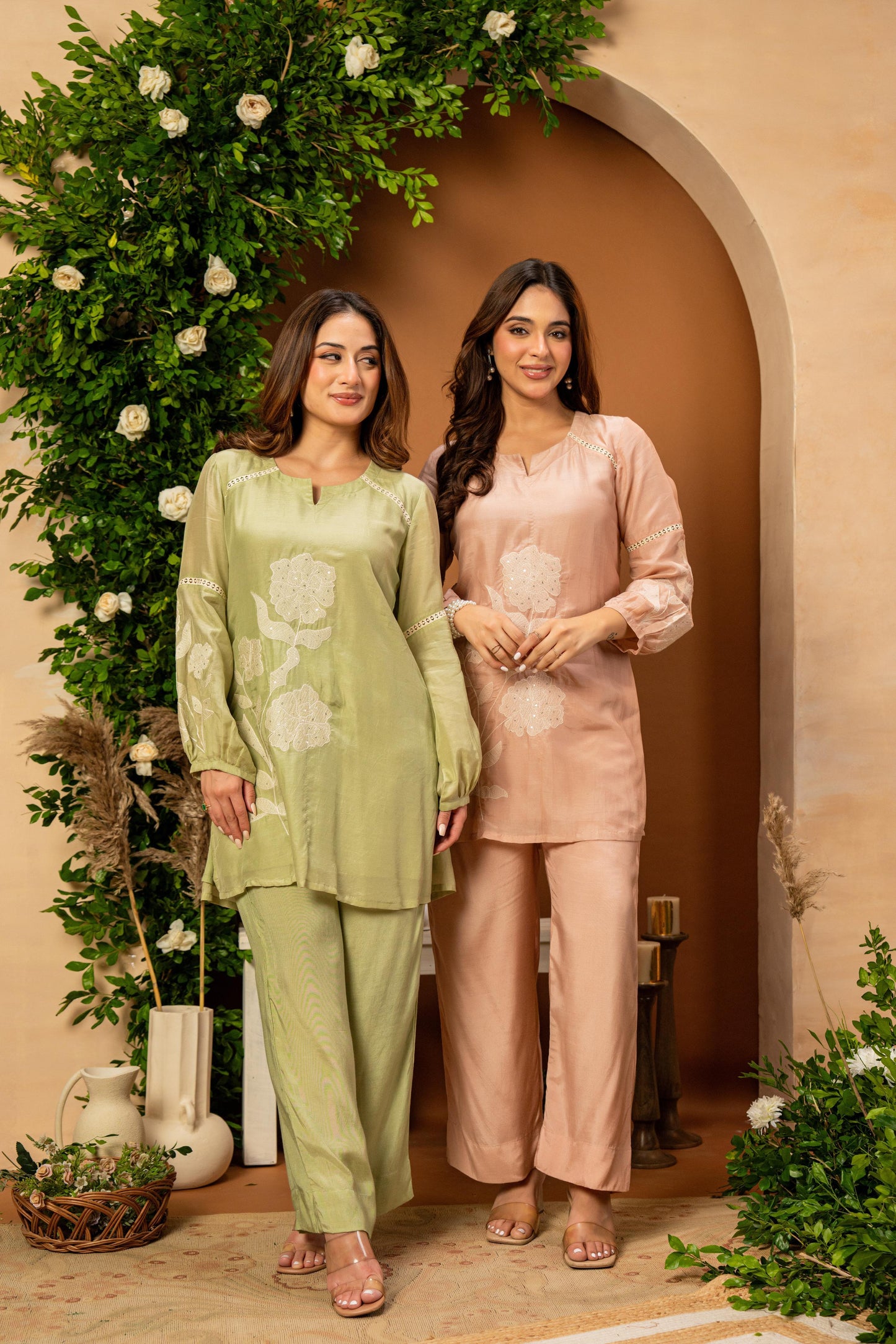 Sage Mulberry Silk Embroideried Co-Ord Set