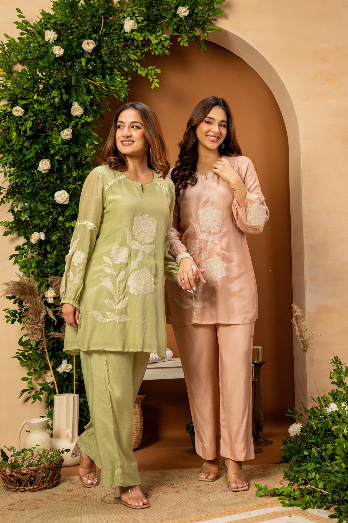 Sage Mulberry Silk Embroideried Co-Ord Set