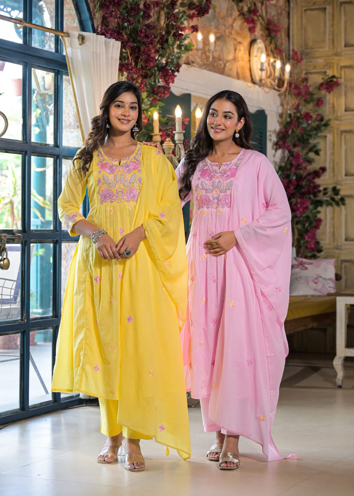 Pink Mul Cotton Embroidered Suit Set