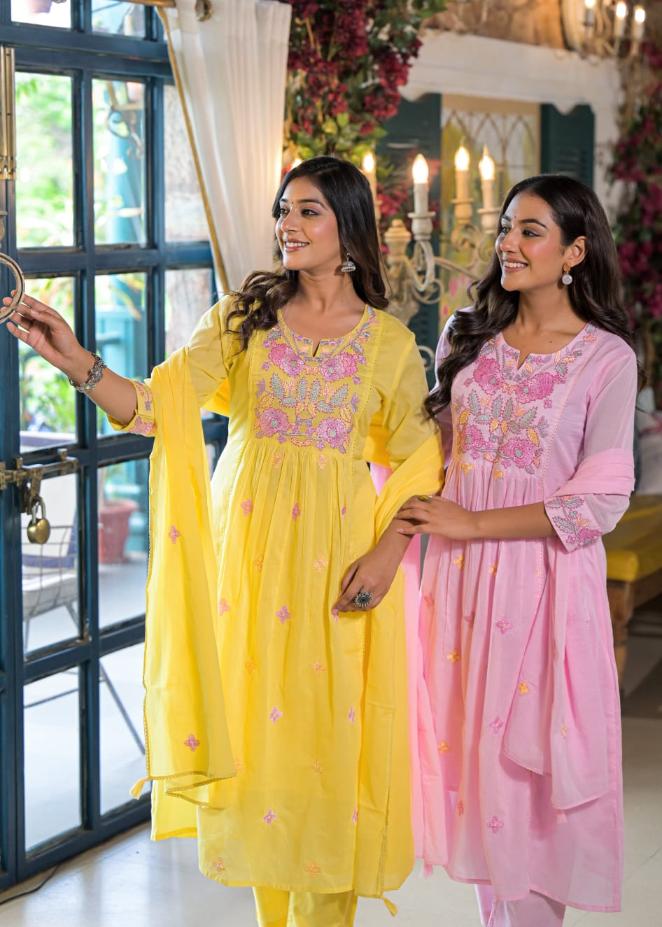 Pink Mul Cotton Embroidered Suit Set