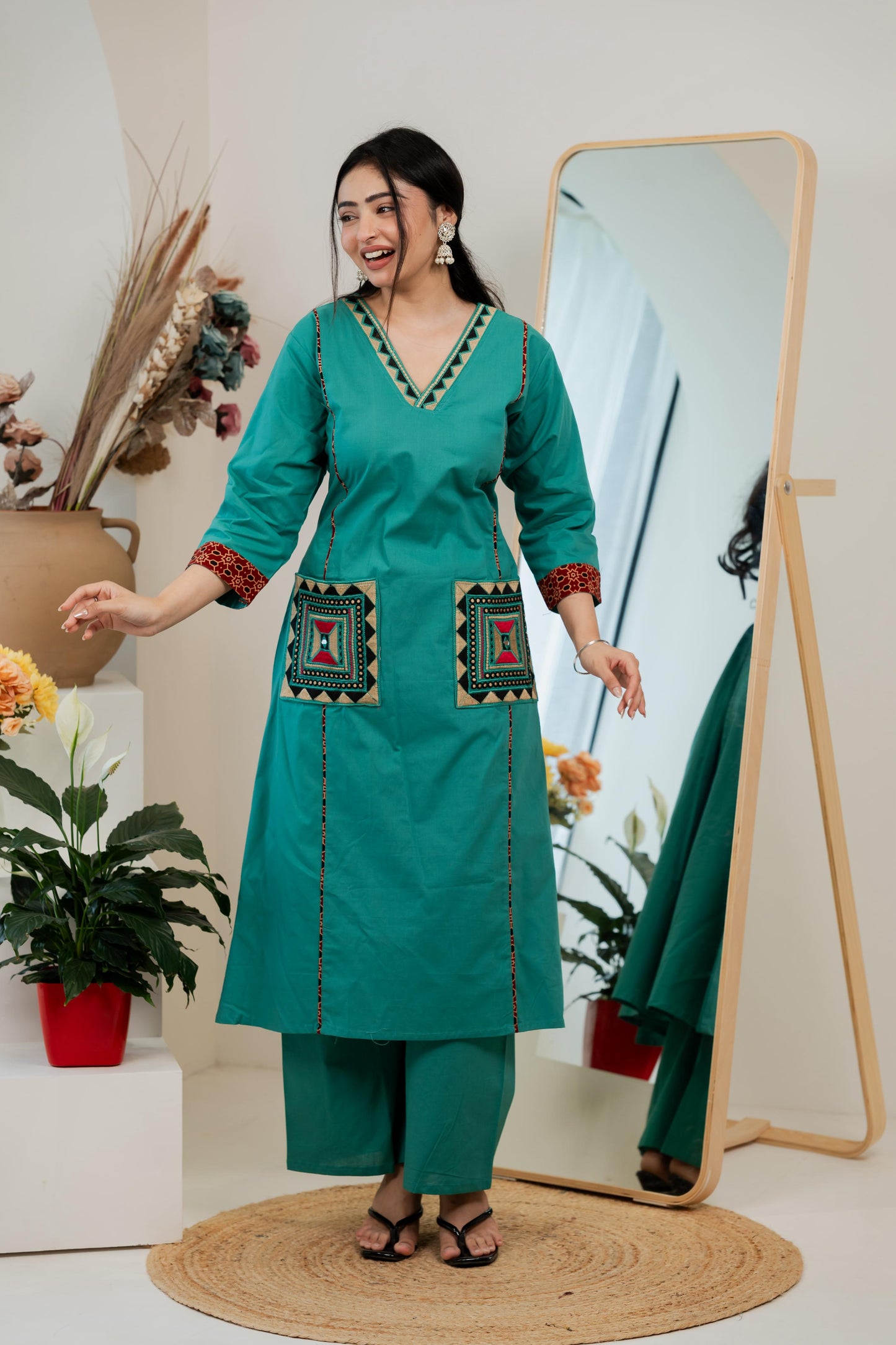 Gamthi Cotton Kurta & Plazzo Set (4 Colors)