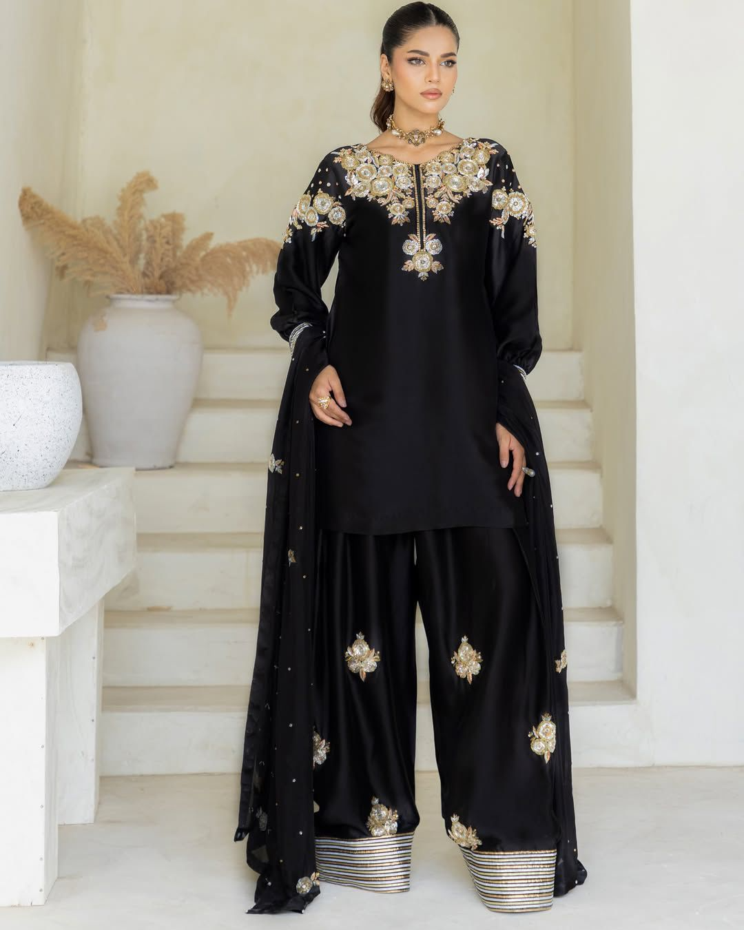 Crepe Silk Sequence Embroidery Festive Suit Set