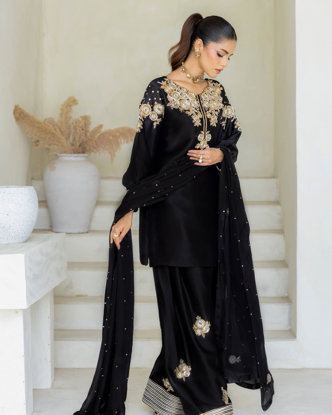 Crepe Silk Sequence Embroidery Festive Suit Set