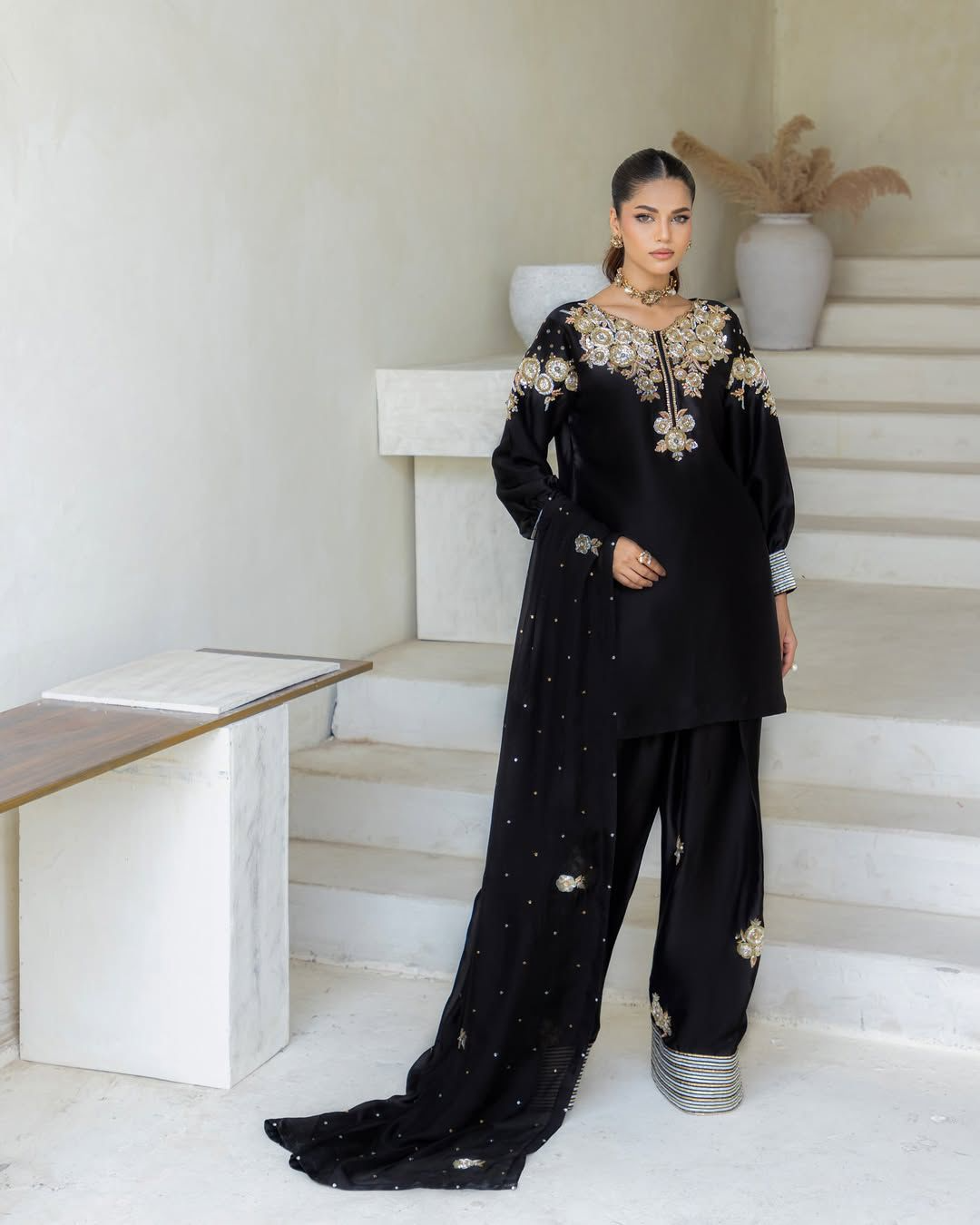 Crepe Silk Sequence Embroidery Festive Suit Set