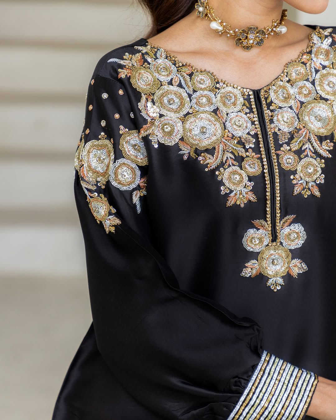 Crepe Silk Sequence Embroidery Festive Suit Set