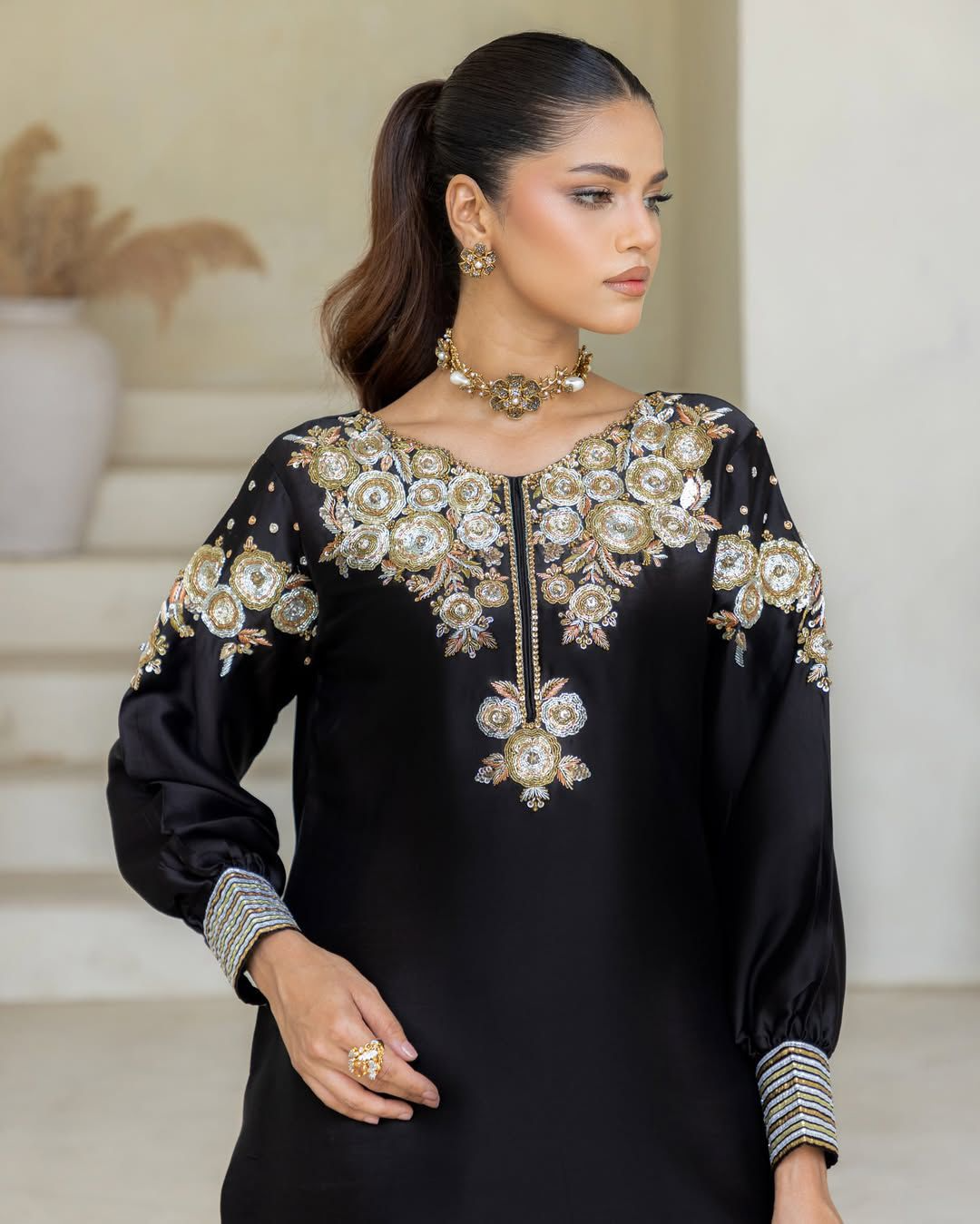 Crepe Silk Sequence Embroidery Festive Suit Set