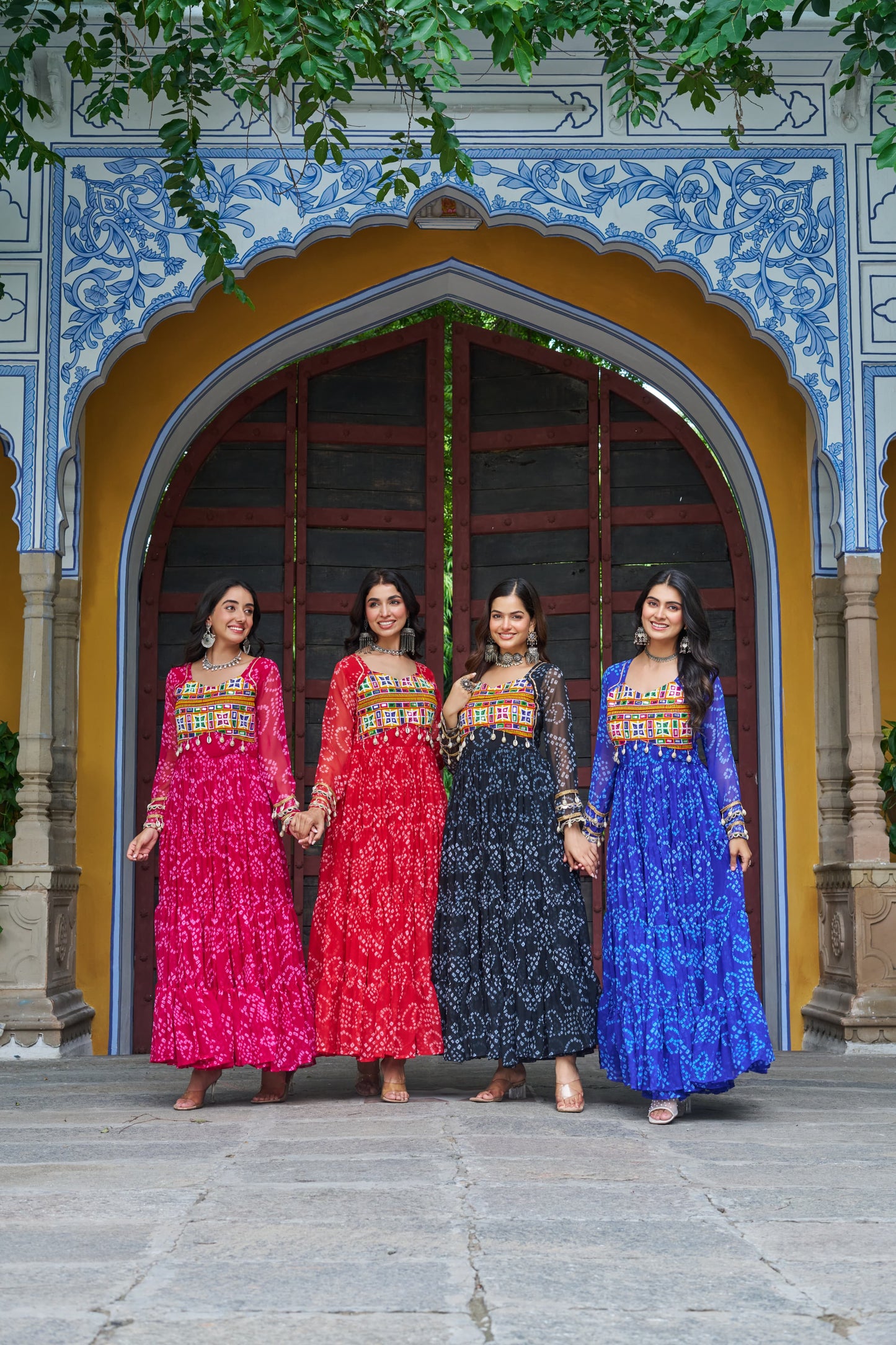 Mustard Georgette Bandhani Gown