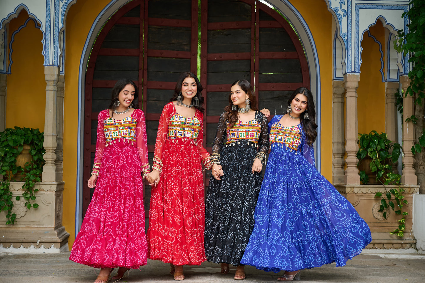 Pink Georgette Bandhani Gown