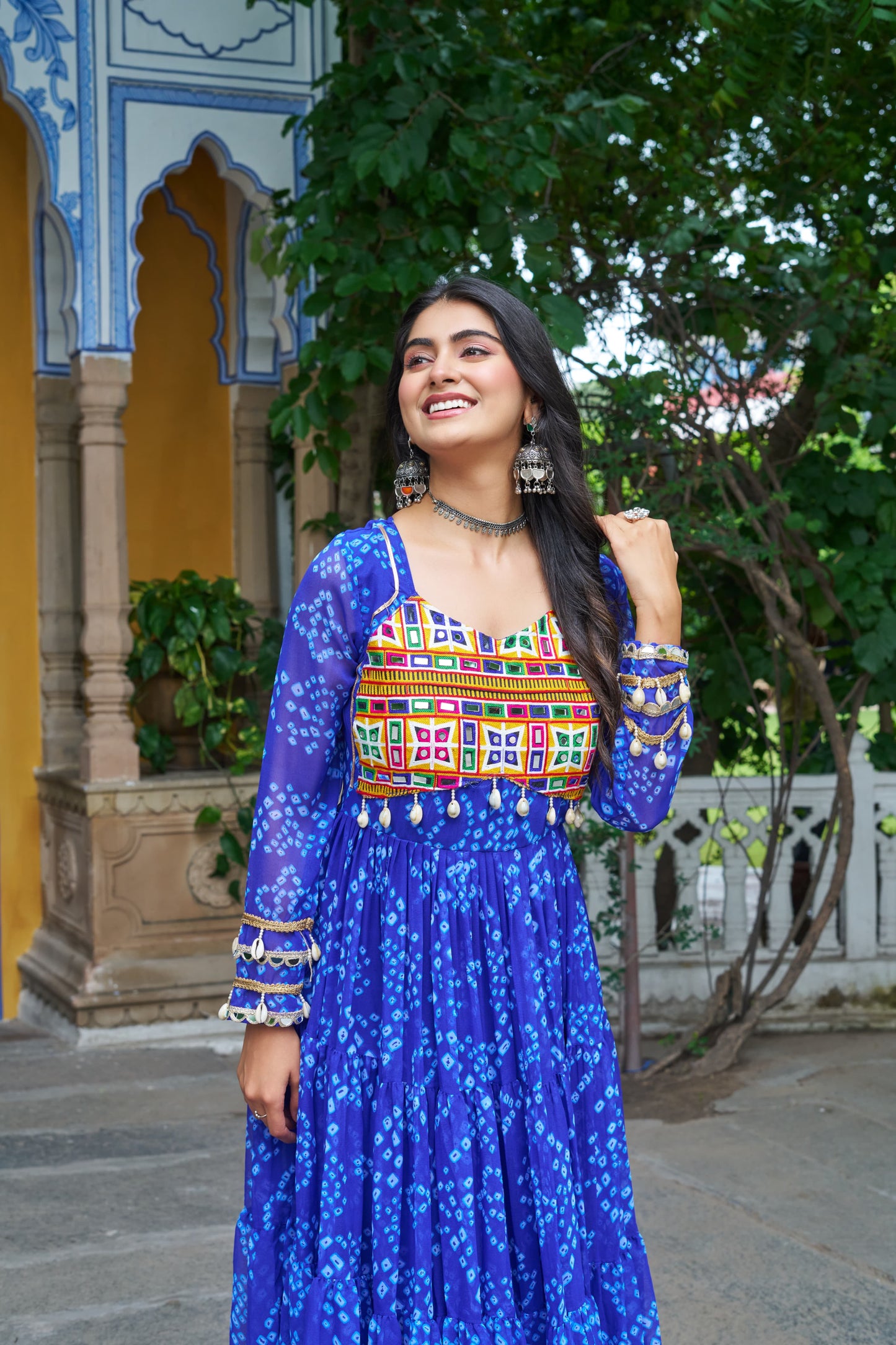 Blue Georgette Bandhani Gown