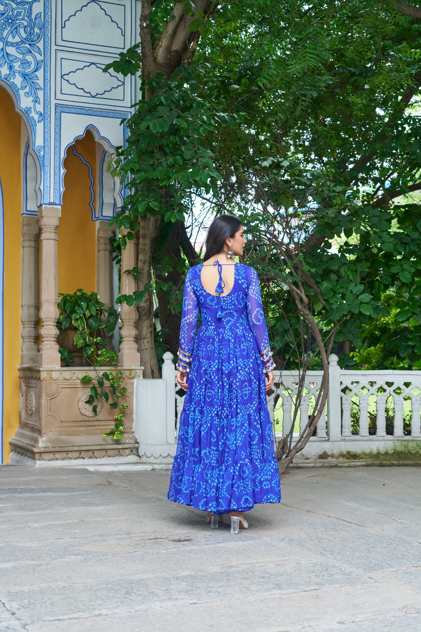 Blue Georgette Bandhani Gown