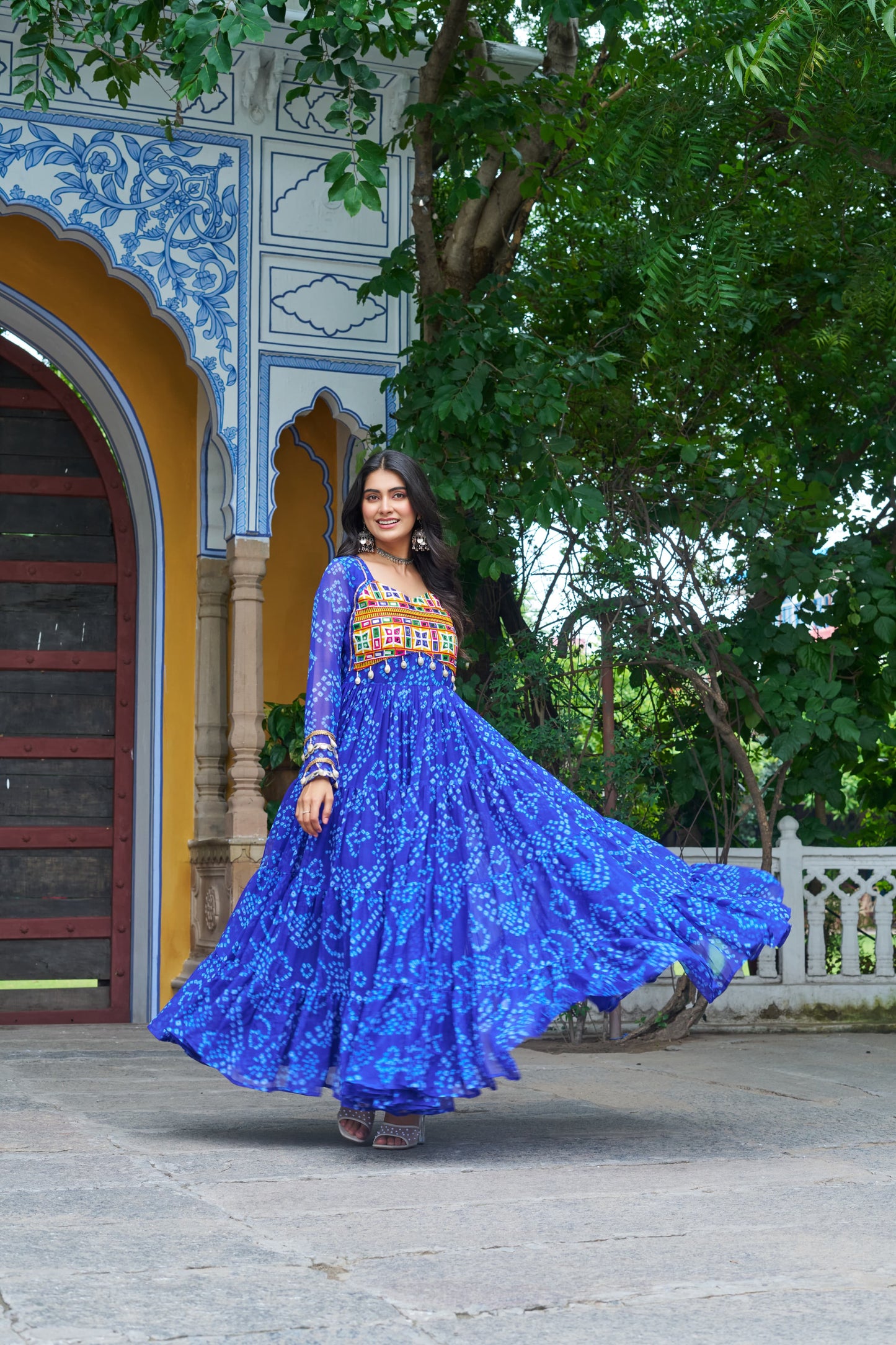 Blue Georgette Bandhani Gown