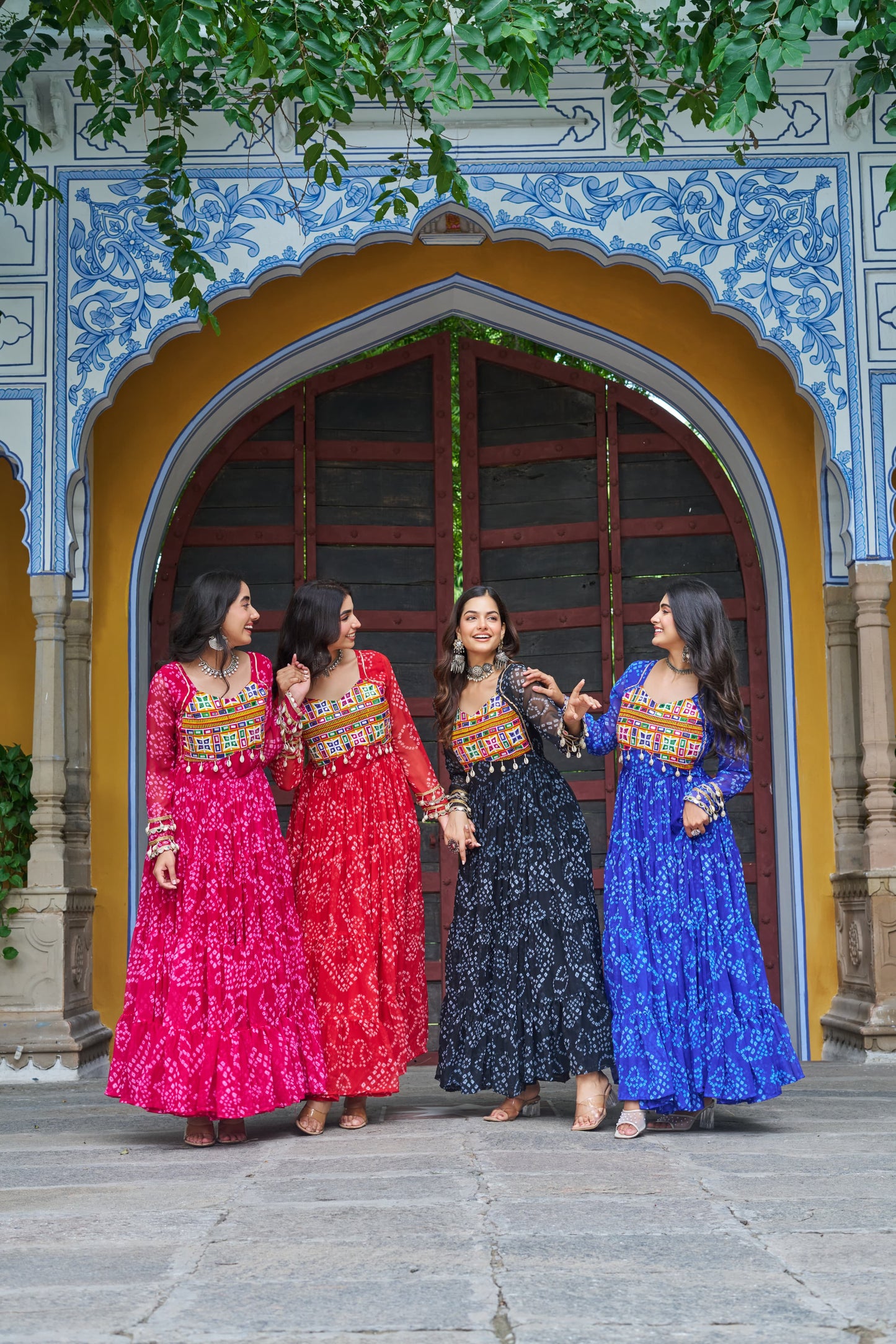 Tomato Red Georgette Bandhani Gown
