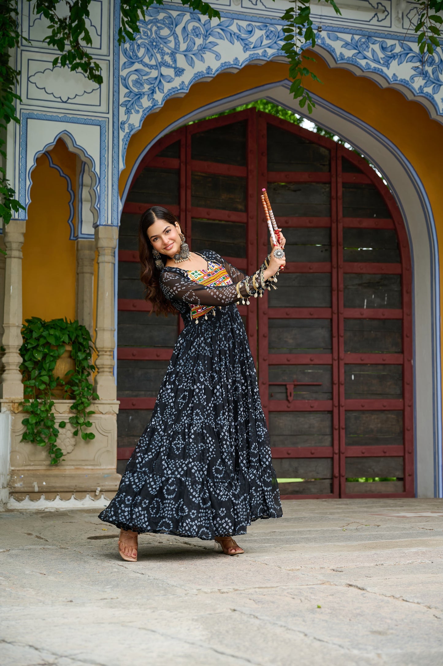 Black Georgette Bandhani Gown