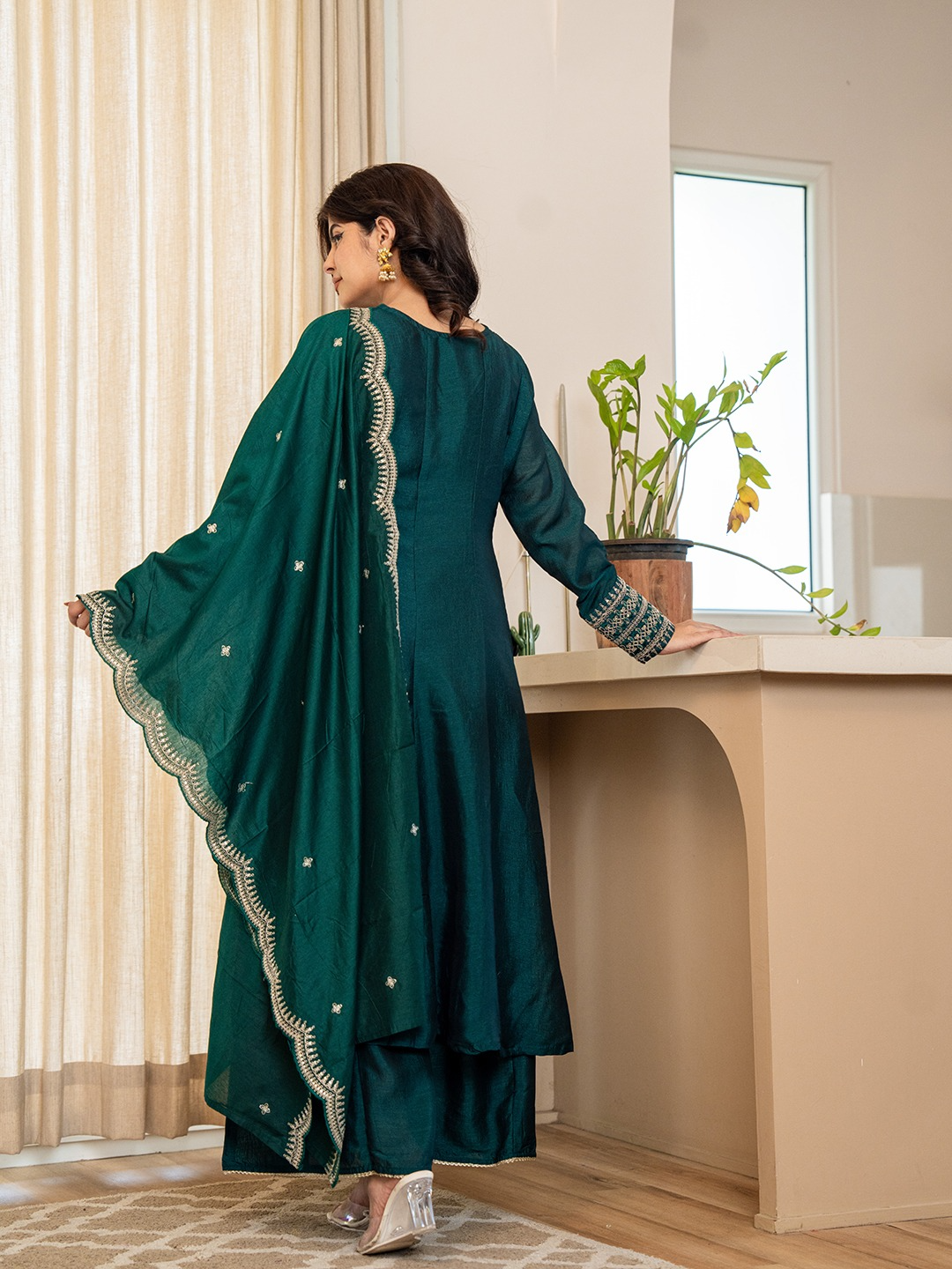 Rama Silk Festive Anarkali Suit With Palazzo