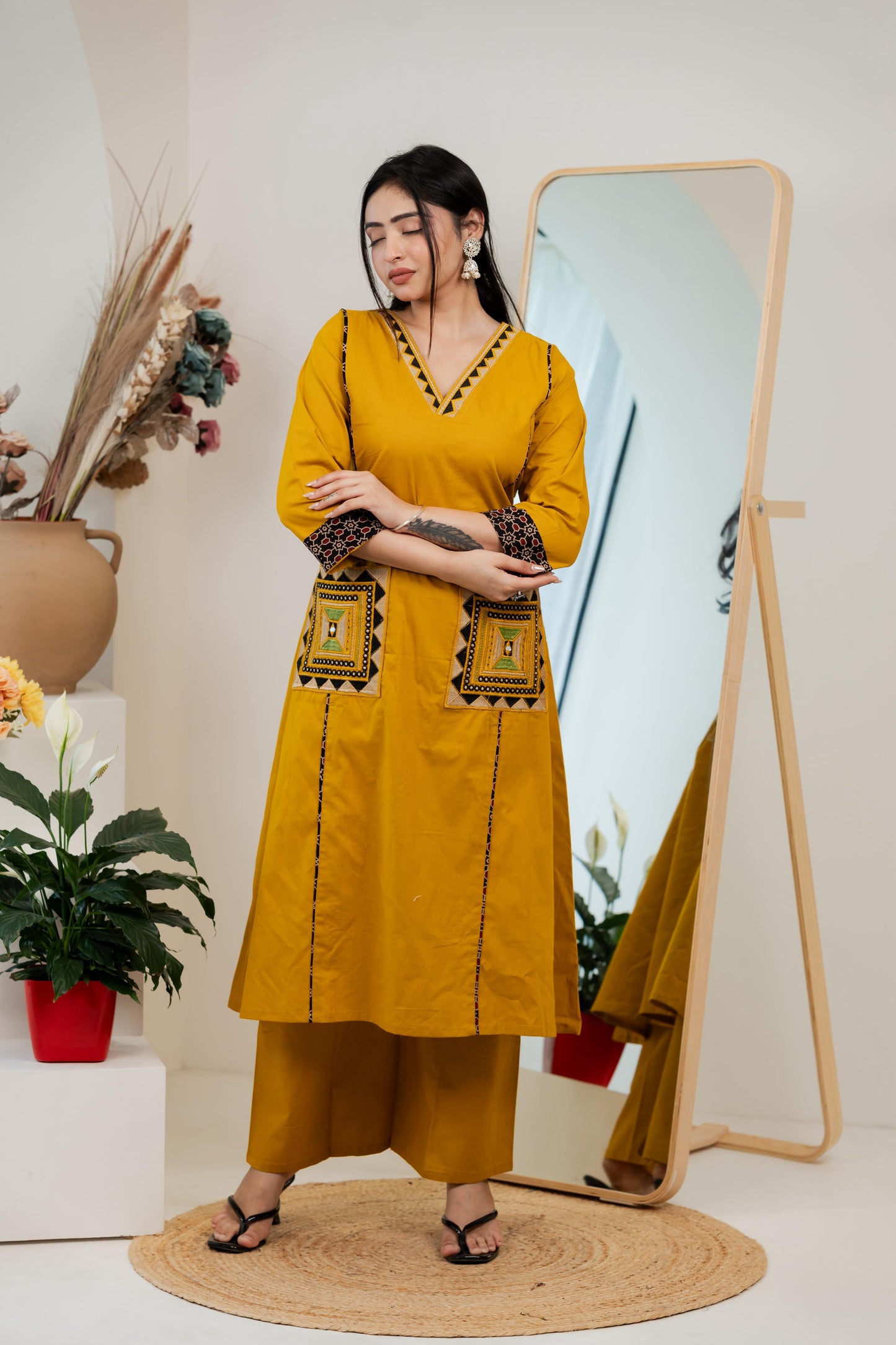Gamthi Cotton Kurta & Plazzo Set (4 Colors)