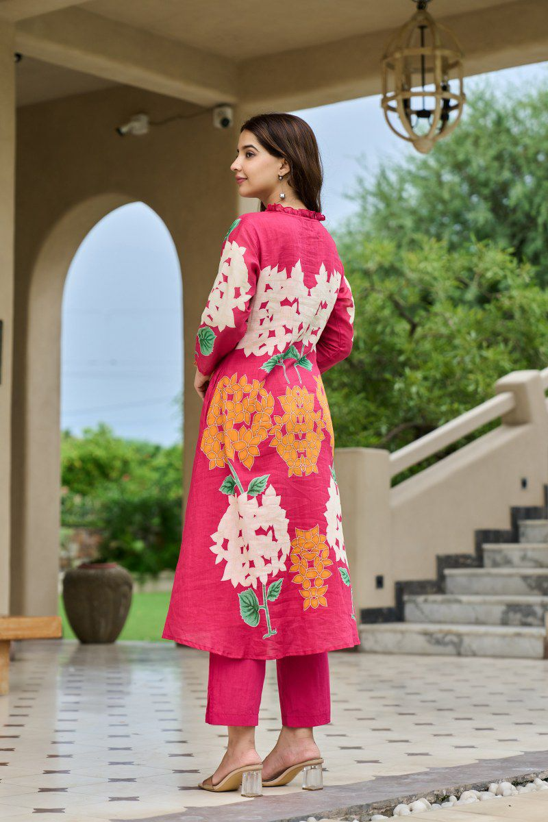 Pink Floral Cotton Printed Pinex Co-Ord Set