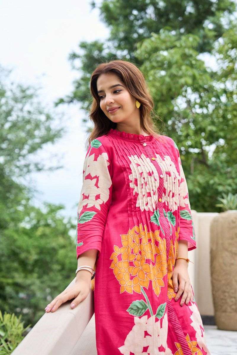 Pink Floral Cotton Printed Pinex Co-Ord Set