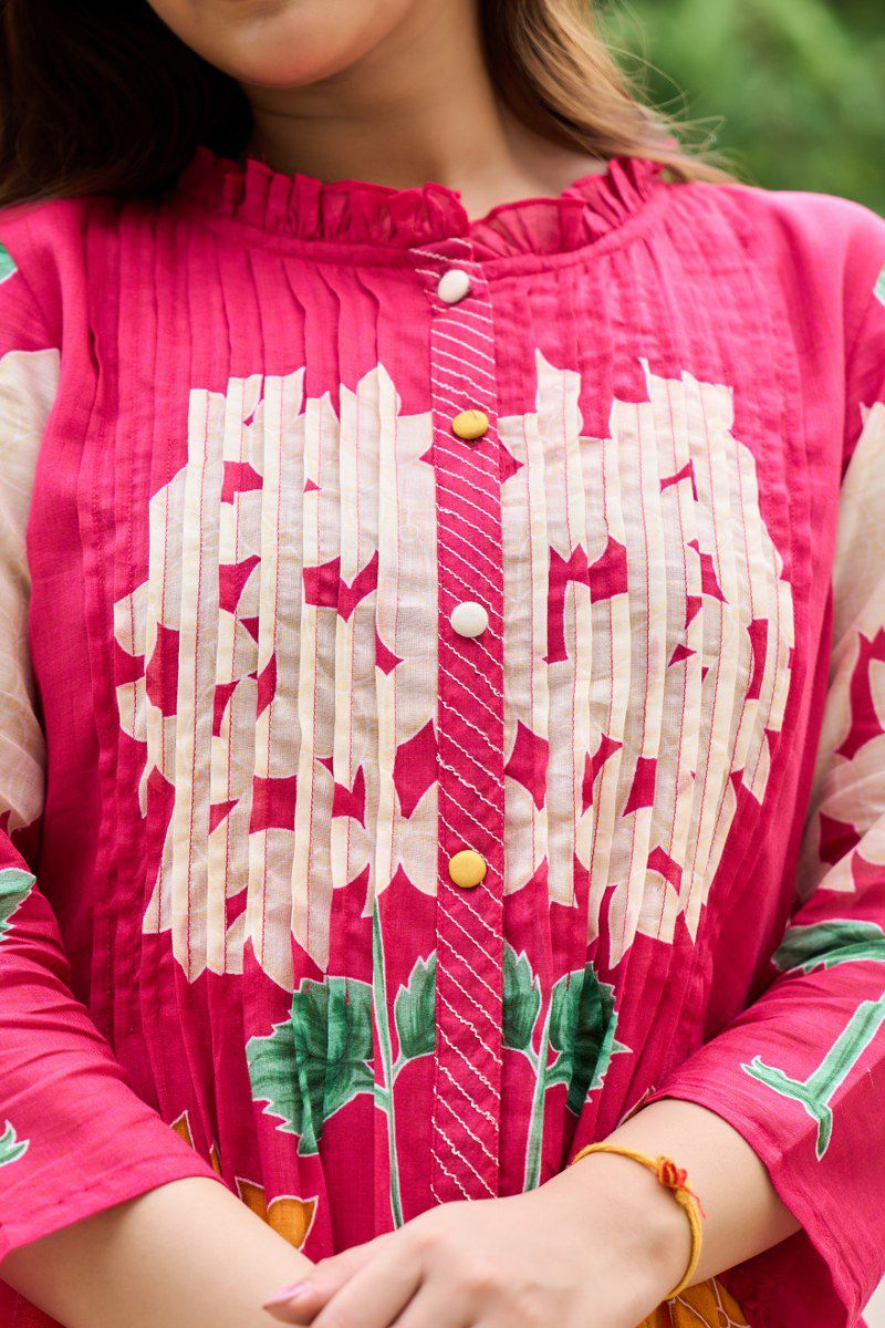 Pink Floral Cotton Printed Pinex Co-Ord Set