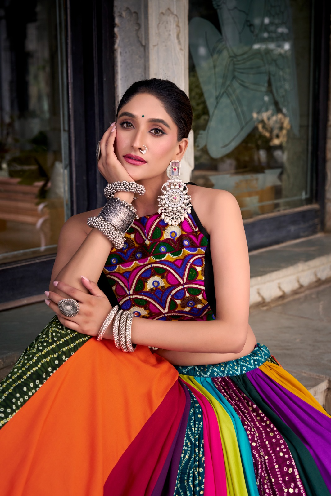 Rainbow Rayon Gaamthi Readymade Lehenga Choli