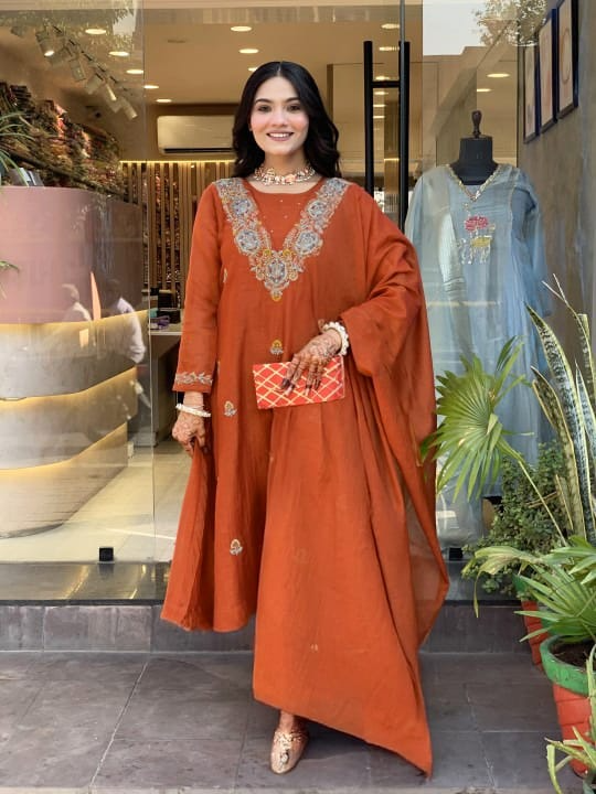 Vichitra Silk Sequence Cooding Embroidered Festive Suit Set