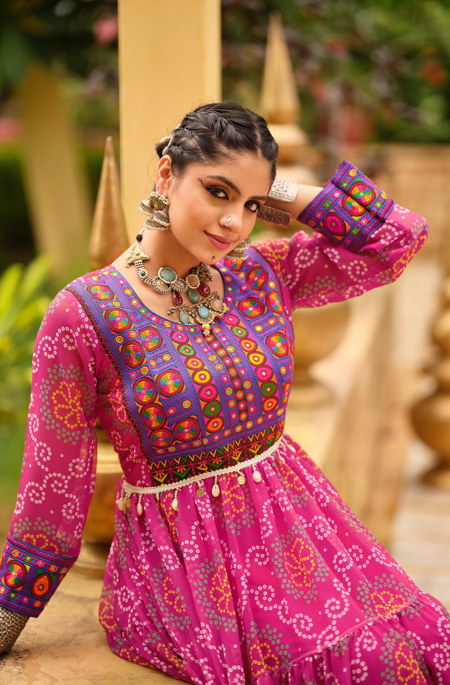 Pink Gamthi Georgette Gown ( 2 Colors)