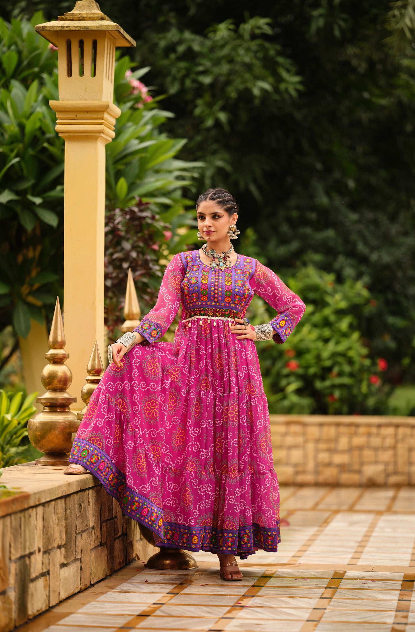Pink Gamthi Georgette Gown ( 2 Colors)