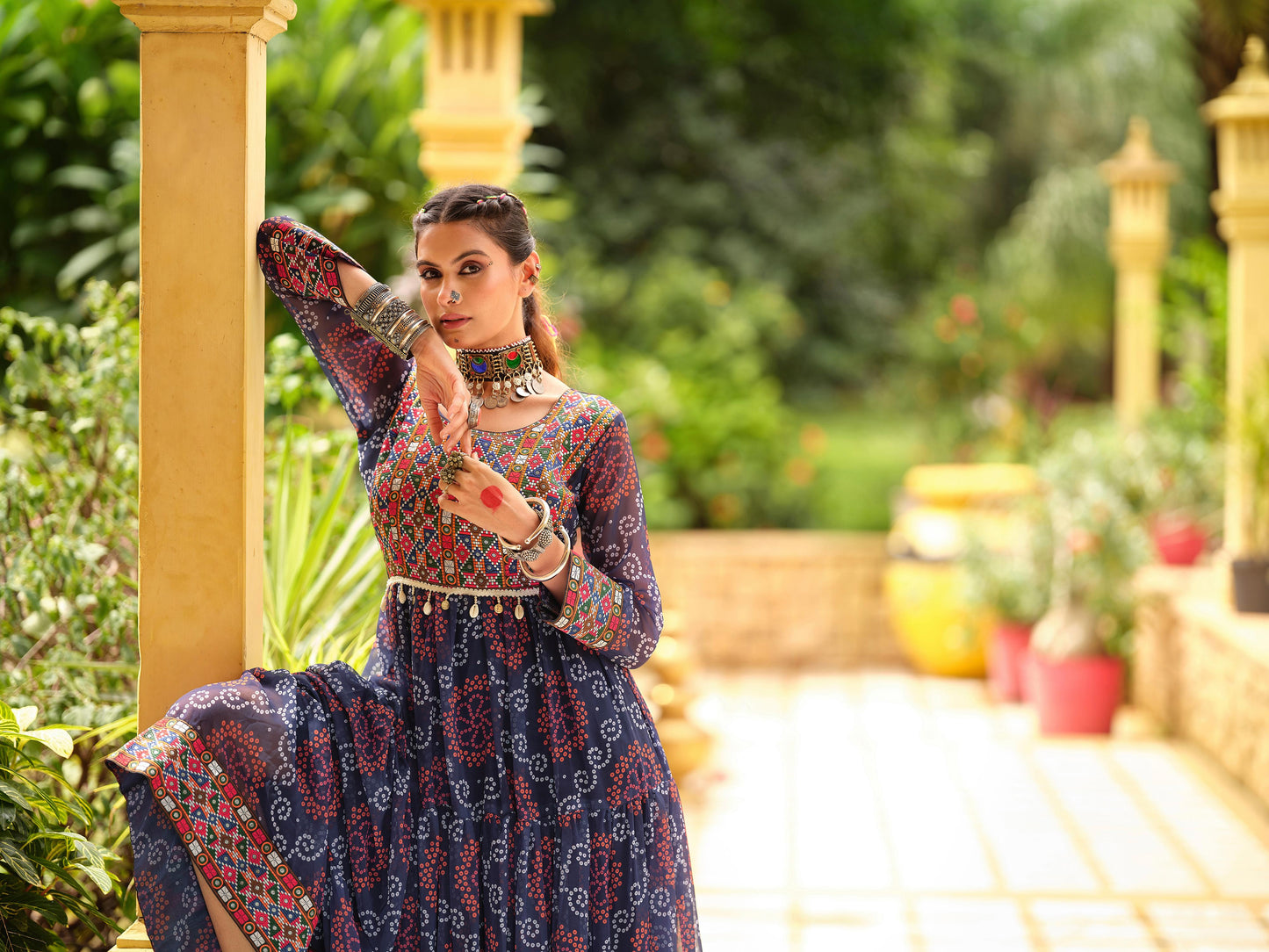 Puple Gamthi Georgette Gown