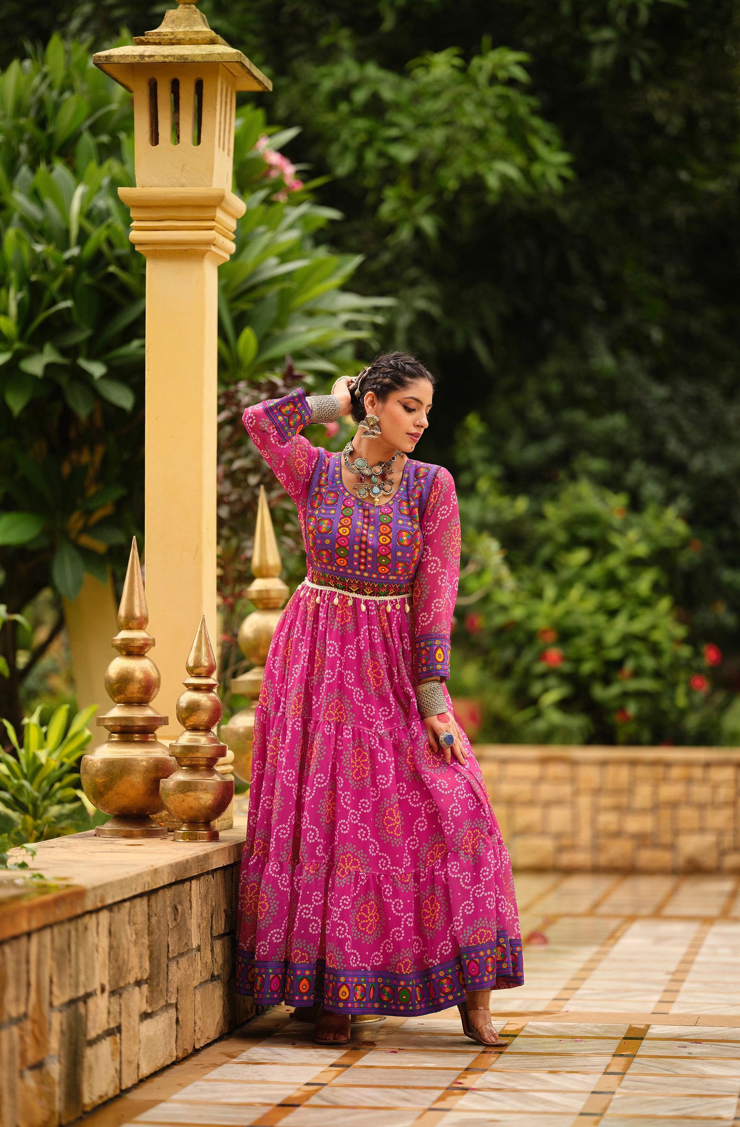Pink Gamthi Georgette Gown ( 2 Colors)