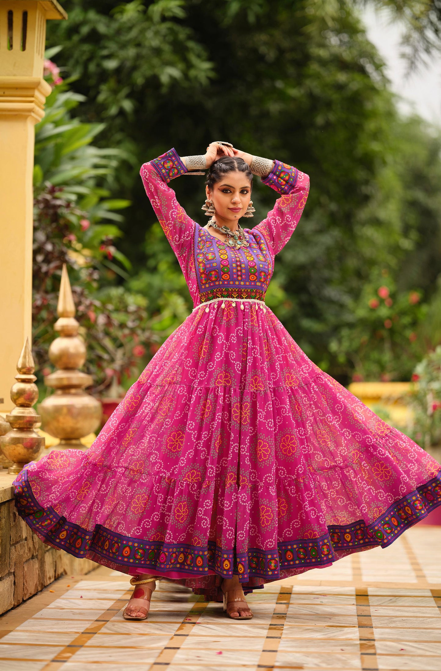 Pink Gamthi Georgette Gown ( 2 Colors)