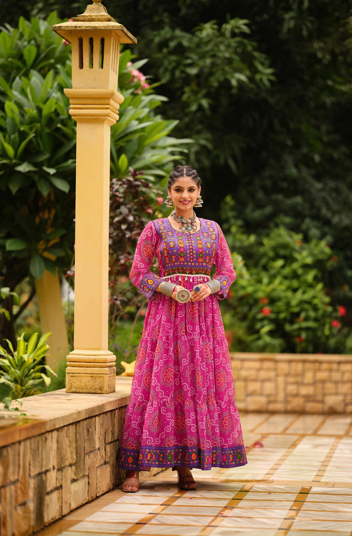 Pink Gamthi Georgette Gown ( 2 Colors)