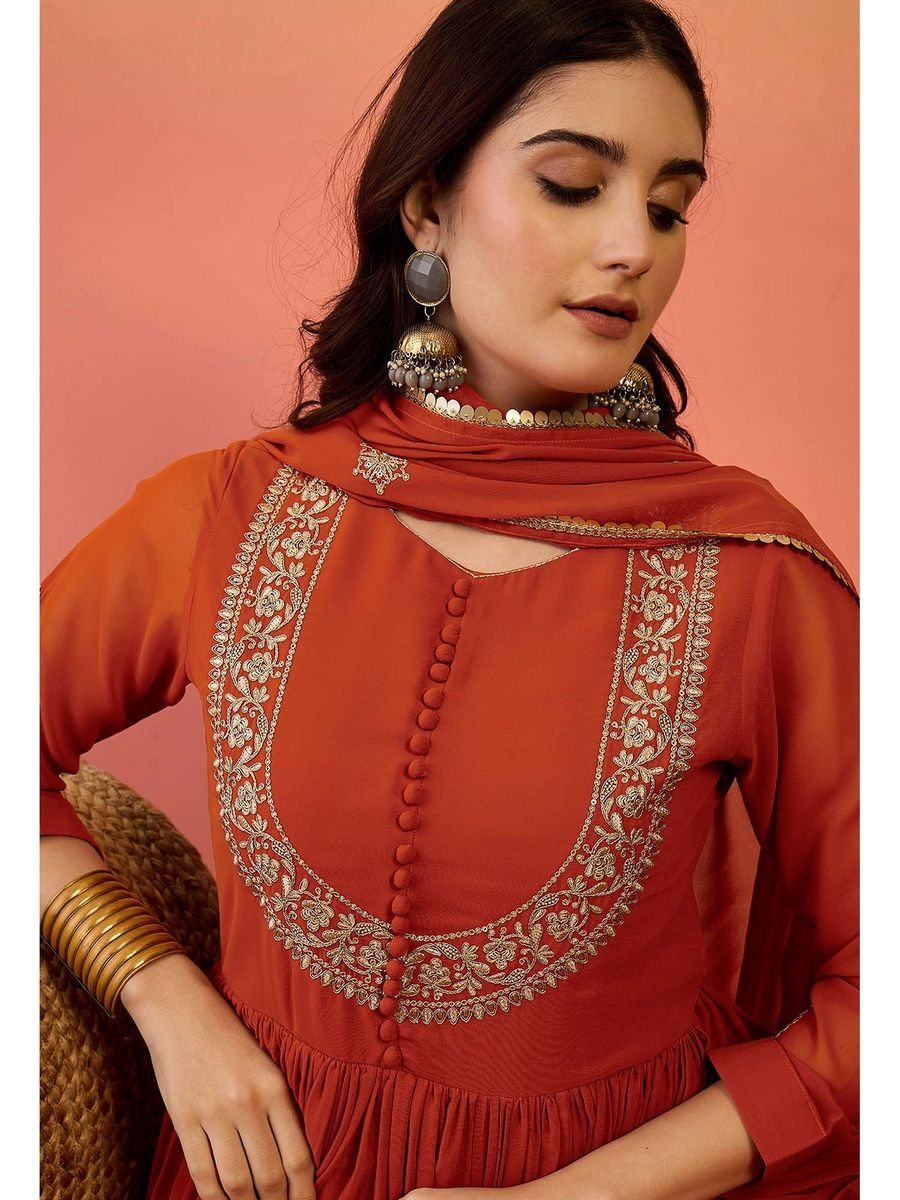 Georgette Embroidered Festive Anarkali Suit