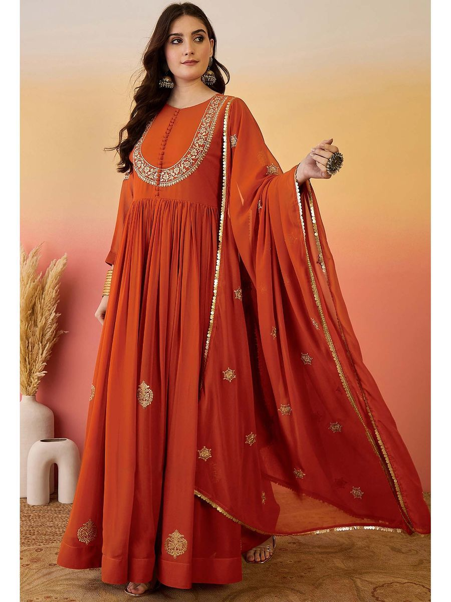 Georgette Embroidered Festive Anarkali Suit