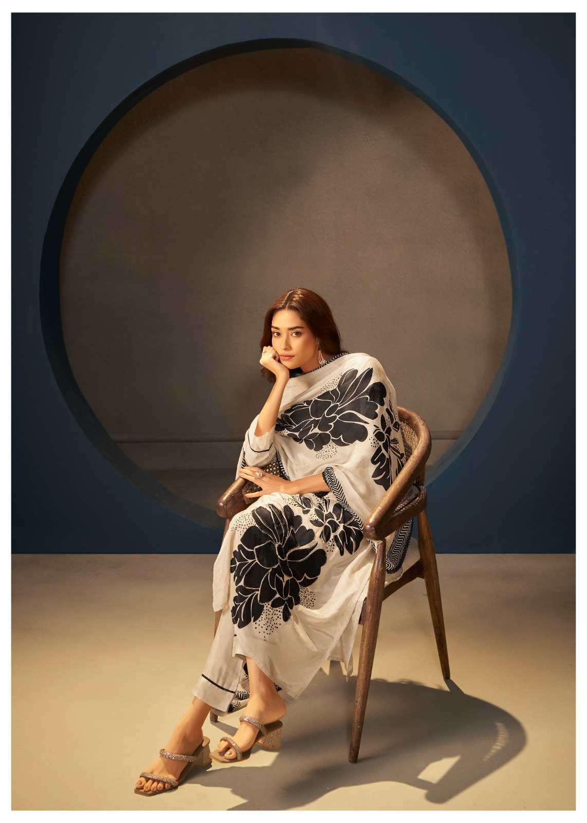 Pure Crepe Floral Kurta suit Set