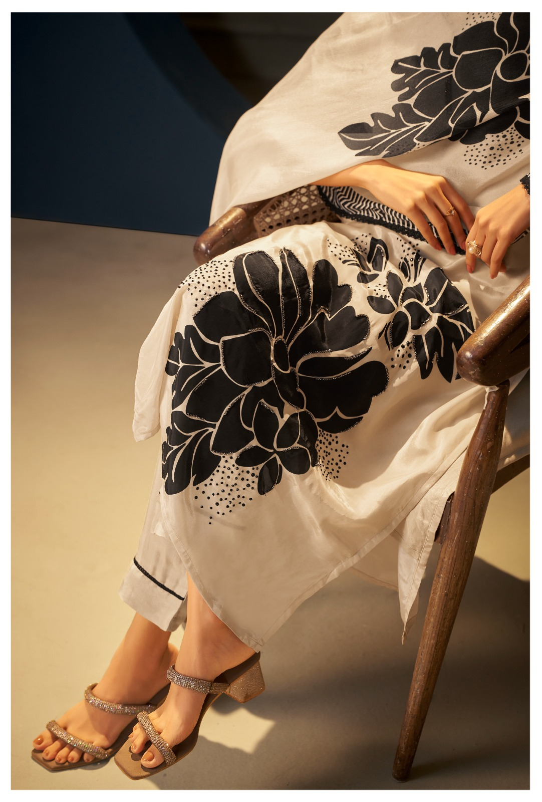 Pure Crepe Floral Kurta suit Set