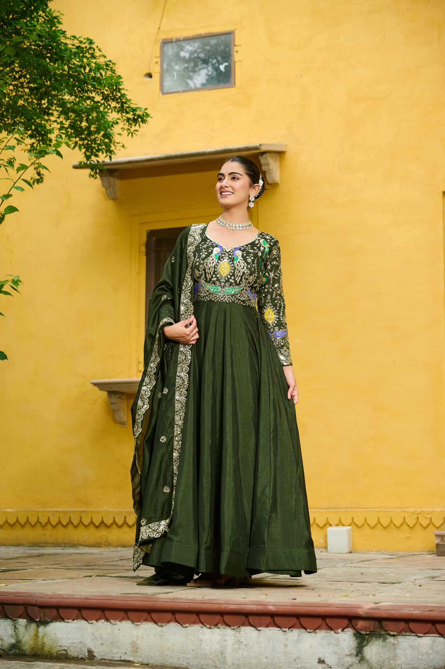 Henna Vichitra Multi-Thread Embroidered Gown