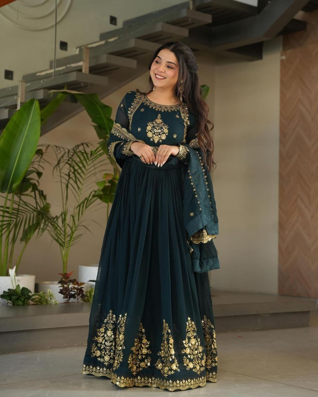 Rama Sequence Embroidered Georgette Gown