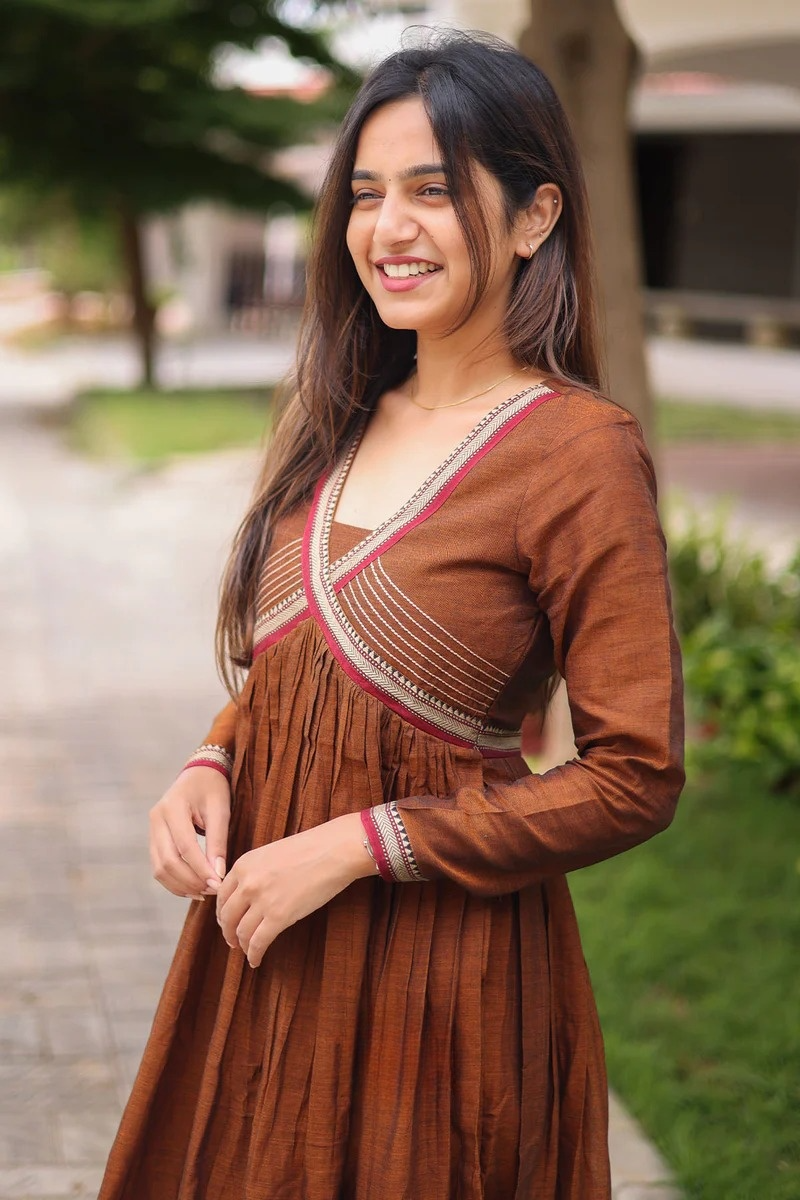 Copper Handloom Kurti Set