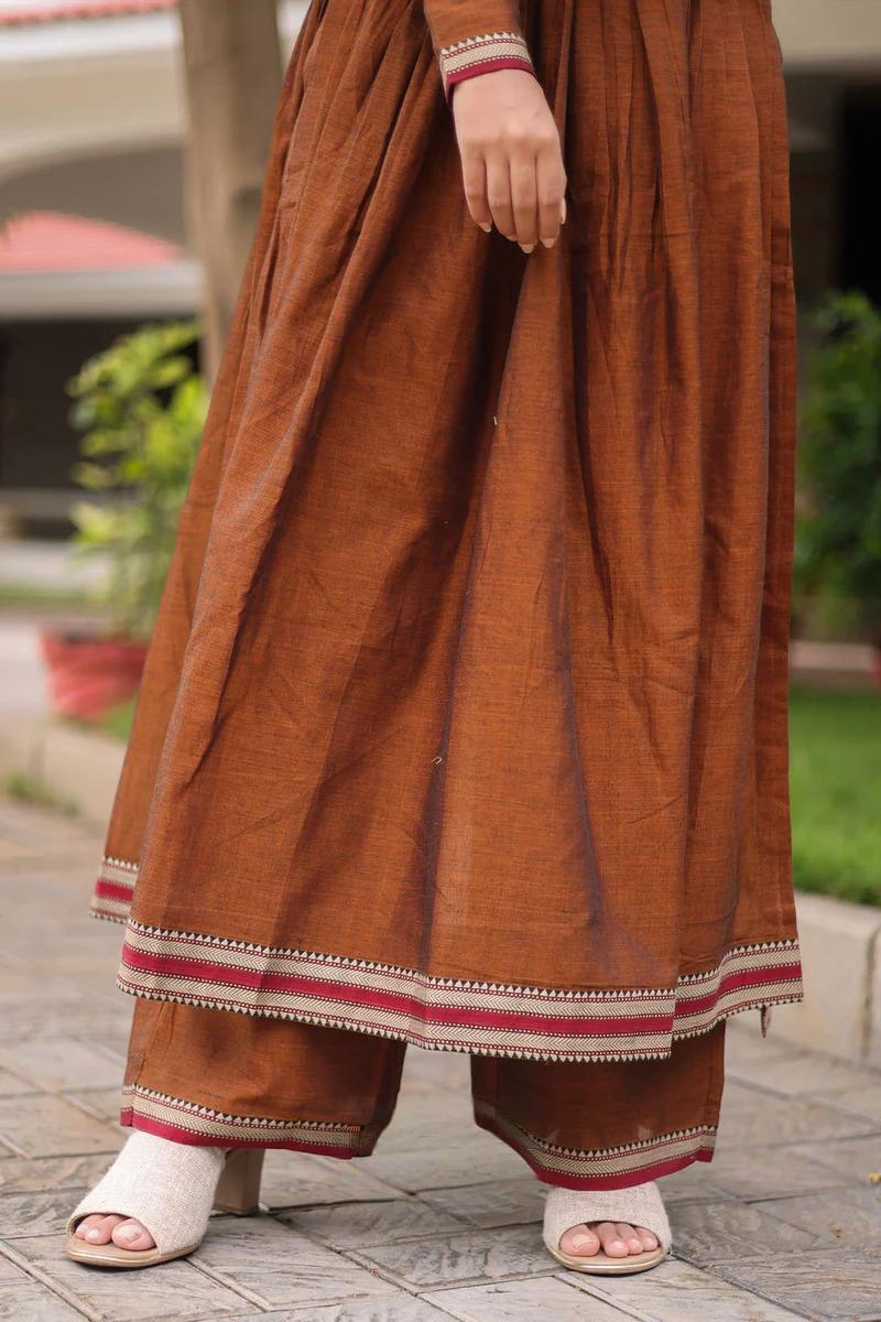 Copper Handloom Kurti Set