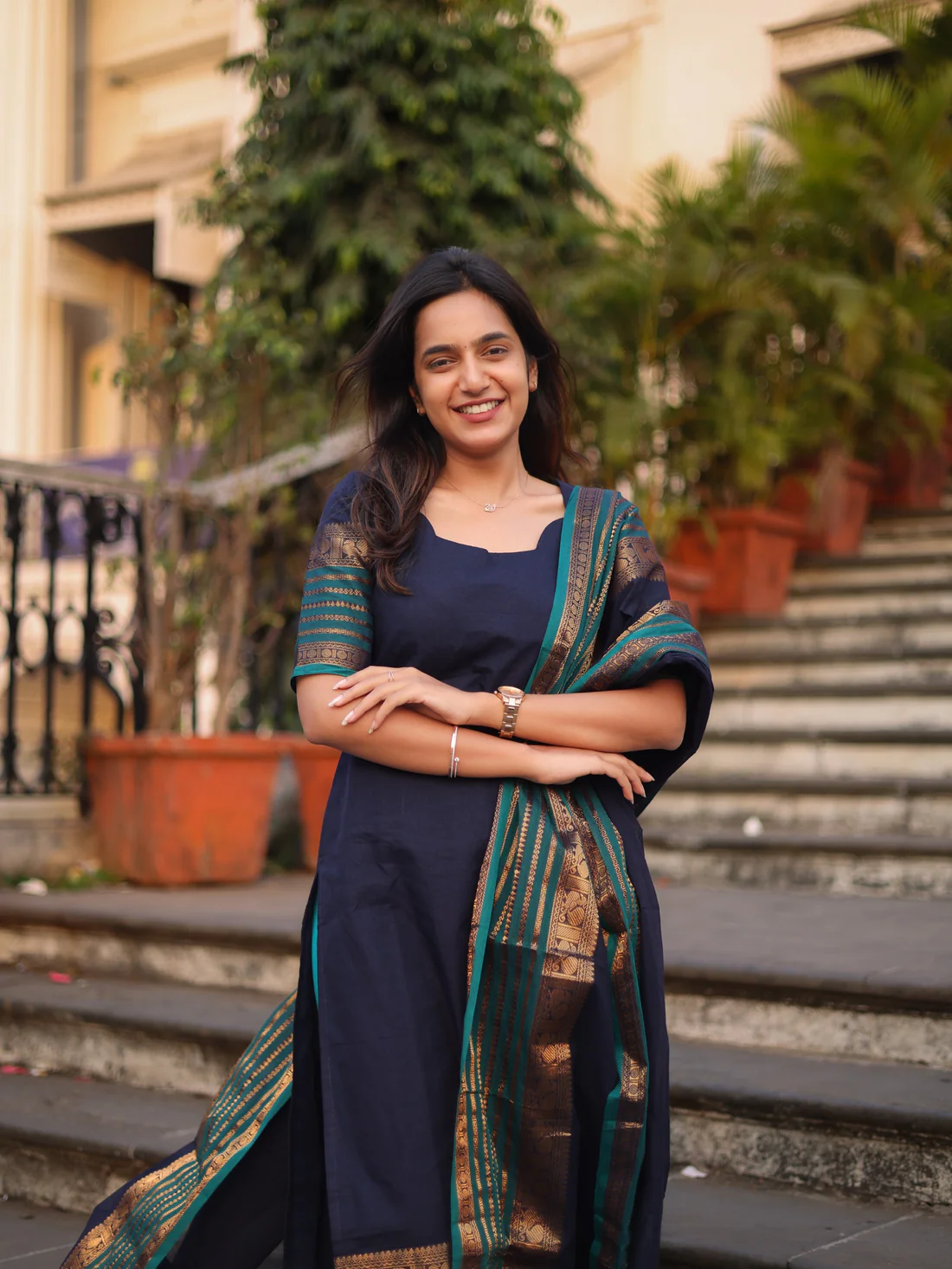 Blue & Peacock Blue Kanchi Cotton Kurta Set