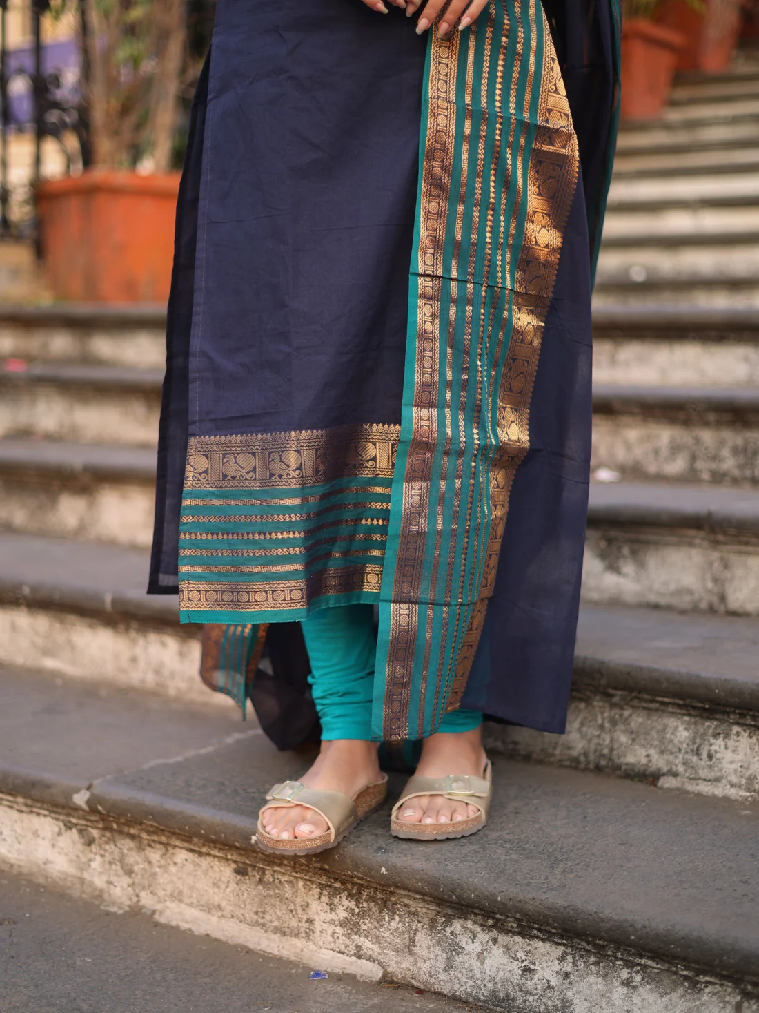Blue & Peacock Blue Kanchi Cotton Kurta Set