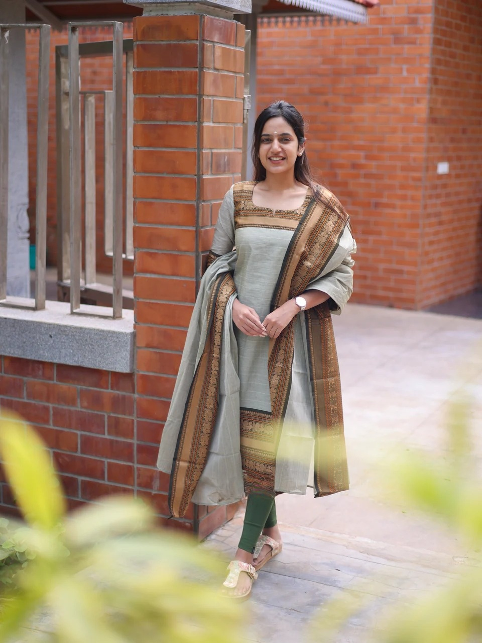 Pastel Green Kanchi Cotton South Cultural Designed Kurta Pant & Dupatta